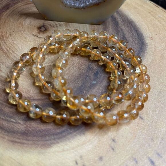 Citrine beaded stretch bracelet ONE NEW reiki meditation crystal healing 7mm - Picture 2 of 9